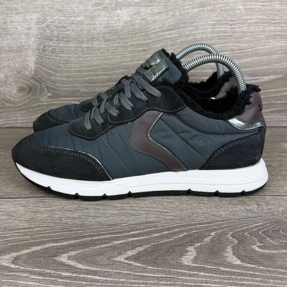 Voile Blanche Storm Fur-1B05 Women Sz 8/EU 39 Green Shearling Metallic Sneakers - Picture 3 of 11